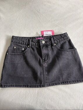 Edikted Black Denim Mini Skirt